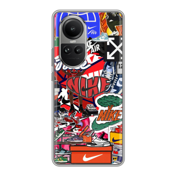 Силиконовый чехол на OPPO Reno 10 Pro с принтом Найк Nike яркий