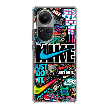 Силиконовый чехол на OPPO Reno 10 Pro с принтом найк nike черный