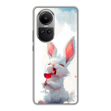 Силиконовый чехол на OPPO Reno 10 Pro с принтом кролик зайчик
