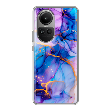 Силиконовый чехол на OPPO Reno 10 Pro с принтом синий мрамор
