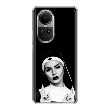 Силиконовый чехол на OPPO Reno 10 Pro с принтом монашка
