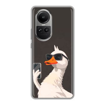 Силиконовый чехол на OPPO Reno 10 Pro с принтом утка в очках