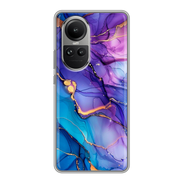 Силиконовый чехол на OPPO Reno 10 Pro с принтом синий мрамор