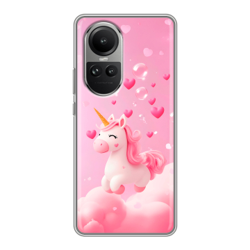 Силиконовый чехол на OPPO Reno 10 Pro с принтом Единорог