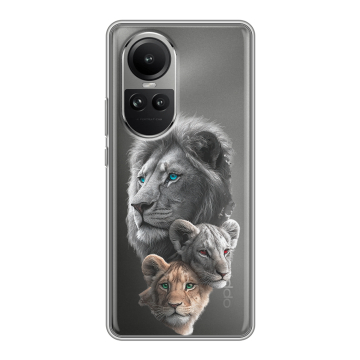 Силиконовый чехол на OPPO Reno 10 Pro с принтом Львы