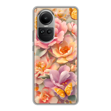 Силиконовый чехол на OPPO Reno 10 Pro с принтом Цветы и бабочки