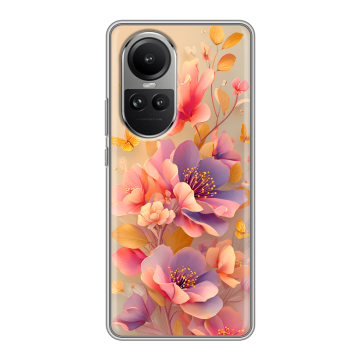 Силиконовый чехол на OPPO Reno 10 Pro с принтом Цветы и бабочки Силиконовый чехол на OPPO Reno 10 Pro с принтом Цветы и бабочки