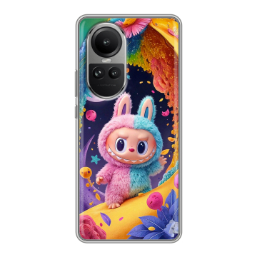 Силиконовый чехол на OPPO Reno 10 Pro с принтом Labubu Лабубу
