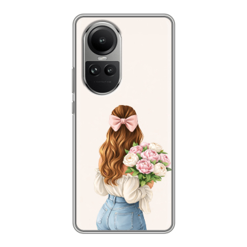 Силиконовый чехол на OPPO Reno 10 Pro с принтом женский