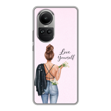 Силиконовый чехол на OPPO Reno 10 Pro с принтом женский
