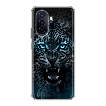 Силиконовый чехол на Huawei Nova Y71 с принтом Темный леопард