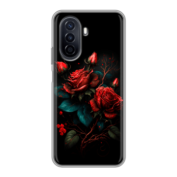 Силиконовый чехол на Huawei Nova Y71 с принтом Розы красные