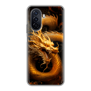 Силиконовый чехол на Huawei Nova Y71 с принтом Золотой дракон