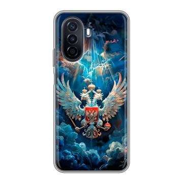 Силиконовый чехол на Huawei Nova Y71 с принтом Герб флаг России