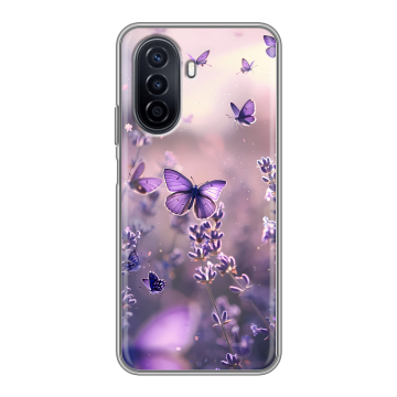 Силиконовый чехол на Huawei Nova Y71 с принтом бабочки и лаванда