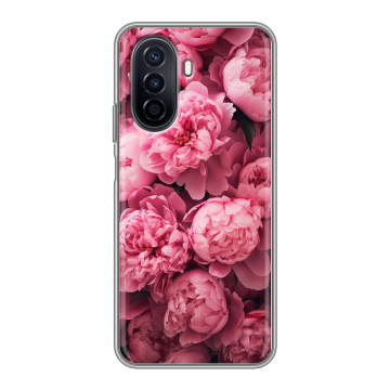 Силиконовый чехол на Huawei Nova Y71 с принтом цветы пионы