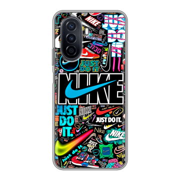Силиконовый чехол на Huawei Nova Y71 с принтом найк nike черный