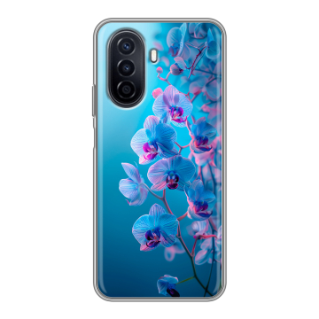 Силиконовый чехол на Huawei Nova Y71 с принтом голубые орхидеи