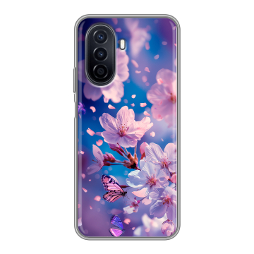 Силиконовый чехол на Huawei Nova Y71 с принтом цветы бабочки
