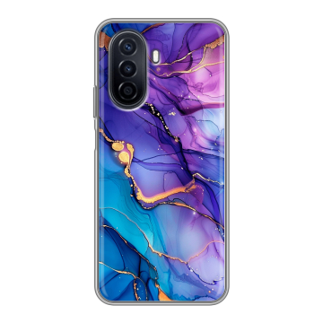 Силиконовый чехол на Huawei Nova Y71 с принтом синий мрамор