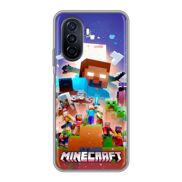 Силиконовый чехол на Huawei Nova Y71 с принтом Майнкрафт Minecraft