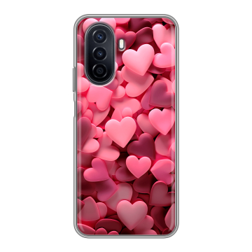 Силиконовый чехол на Huawei Nova Y71 с принтом розовые сердечки Силиконовый чехол на Huawei Nova Y71 с принтом розовые сердечки