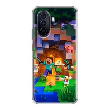 Силиконовый чехол на Huawei Nova Y71 с принтом Майнкрафт Minecraft