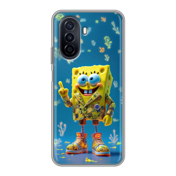 Силиконовый чехол на Huawei Nova Y71 с принтом Спанч боб Спанчбоб