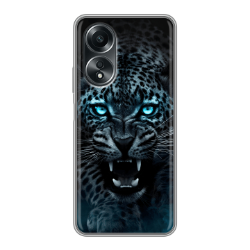 Силиконовый чехол на OPPO A58 4G с принтом Темный леопард Силиконовый чехол на OPPO A58 4G с принтом Темный леопард