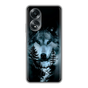 Силиконовый чехол на OPPO A58 4G с принтом Лесной волк Силиконовый чехол на OPPO A58 4G с принтом Лесной волк