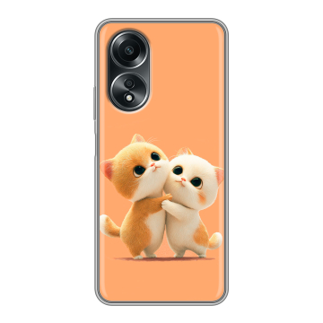 Силиконовый чехол на OPPO A58 4G с принтом Милые котики Силиконовый чехол на OPPO A58 4G с принтом Милые котики
