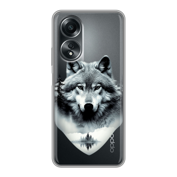Силиконовый чехол на OPPO A58 4G с принтом Волк в лесу Силиконовый чехол на OPPO A58 4G с принтом Волк в лесу