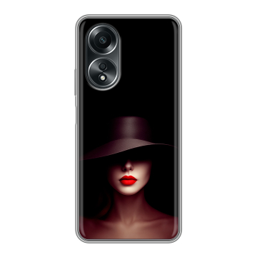 Силиконовый чехол на OPPO A58 4G с принтом Девушка в шляпе Силиконовый чехол на OPPO A58 4G с принтом Девушка в шляпе