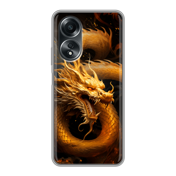 Силиконовый чехол на OPPO A58 4G с принтом Золотой дракон Силиконовый чехол на OPPO A58 4G с принтом Золотой дракон