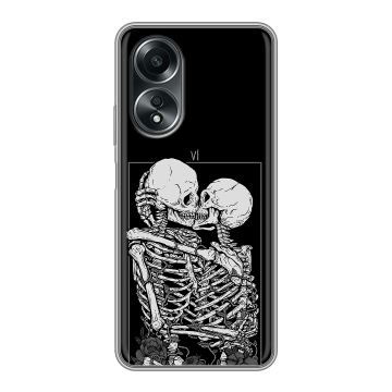 Силиконовый чехол на OPPO A58 4G с принтом Поцелуй скелетов Силиконовый чехол на OPPO A58 4G с принтом Поцелуй скелетов