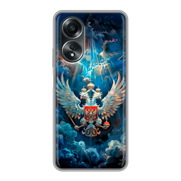 Силиконовый чехол на OPPO A58 4G с принтом Герб флаг России