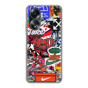 Силиконовый чехол на OPPO A58 4G с принтом Найк Nike яркий