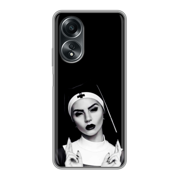 Силиконовый чехол на OPPO A58 4G с принтом монашка Силиконовый чехол на OPPO A58 4G с принтом монашка