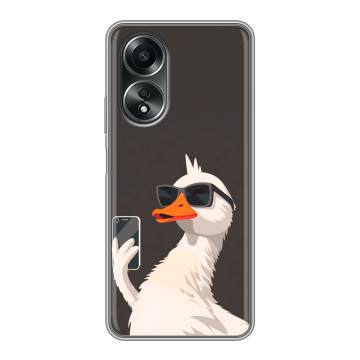 Силиконовый чехол на OPPO A58 4G с принтом утка в очках