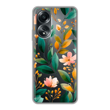 Силиконовый чехол на OPPO A58 4G с принтом Цветы паттерн Силиконовый чехол на OPPO A58 4G с принтом Цветы паттерн