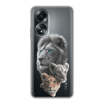 Силиконовый чехол на OPPO A58 4G с принтом Львы Силиконовый чехол на OPPO A58 4G с принтом Львы