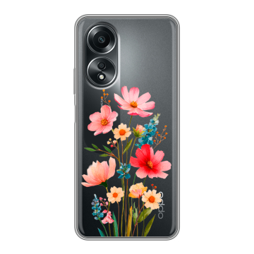Силиконовый чехол на OPPO A58 4G с принтом Цветы Силиконовый чехол на OPPO A58 4G с принтом Цветы