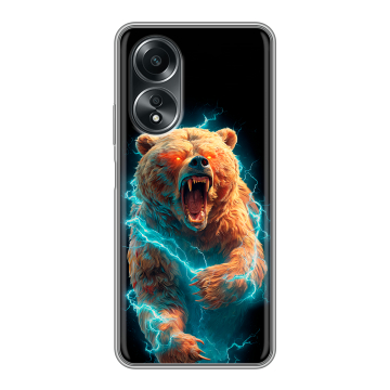 Силиконовый чехол на OPPO A58 4G с принтом Медведь Силиконовый чехол на OPPO A58 4G с принтом Медведь