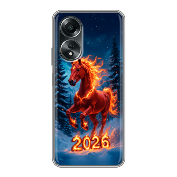 Силиконовый чехол на OPPO A58 4G с принтом Новый год коня