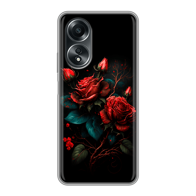 Силиконовый чехол на OPPO A58 4G с принтом Розы красные Силиконовый чехол на OPPO A58 4G с принтом Розы красные