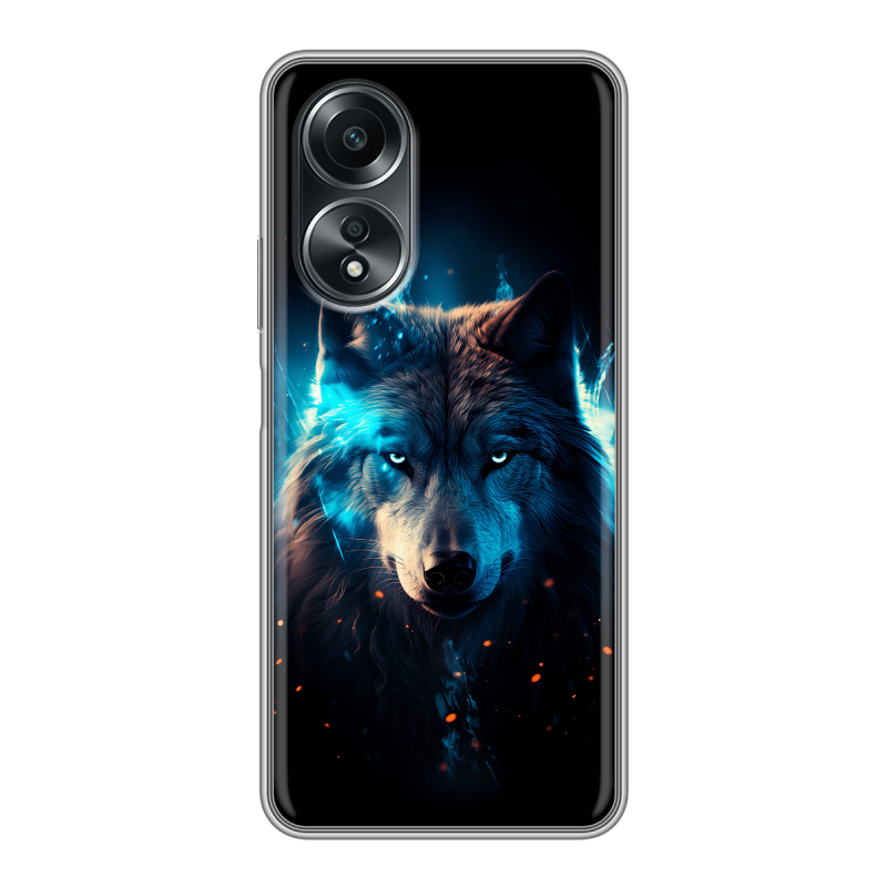 Силиконовый чехол на OPPO A58 4G с принтом Волк ночной Силиконовый чехол на OPPO A58 4G с принтом Волк ночной