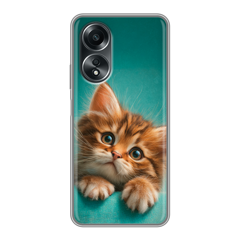 Силиконовый чехол на OPPO A58 4G с принтом котенок Силиконовый чехол на OPPO A58 4G с принтом котенок