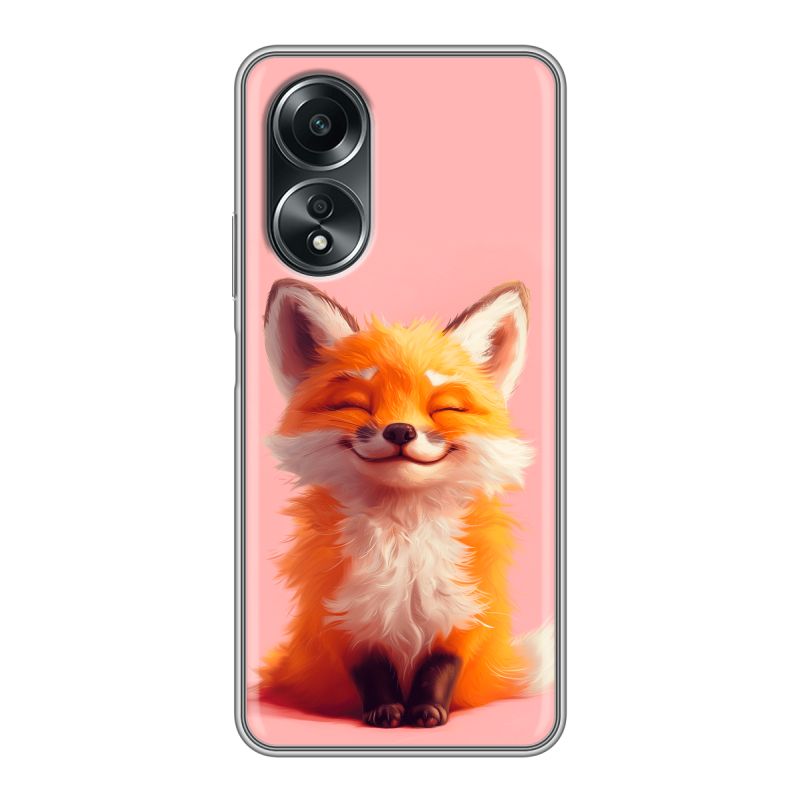 Силиконовый чехол на OPPO A58 4G с принтом милая лиса Силиконовый чехол на OPPO A58 4G с принтом милая лиса