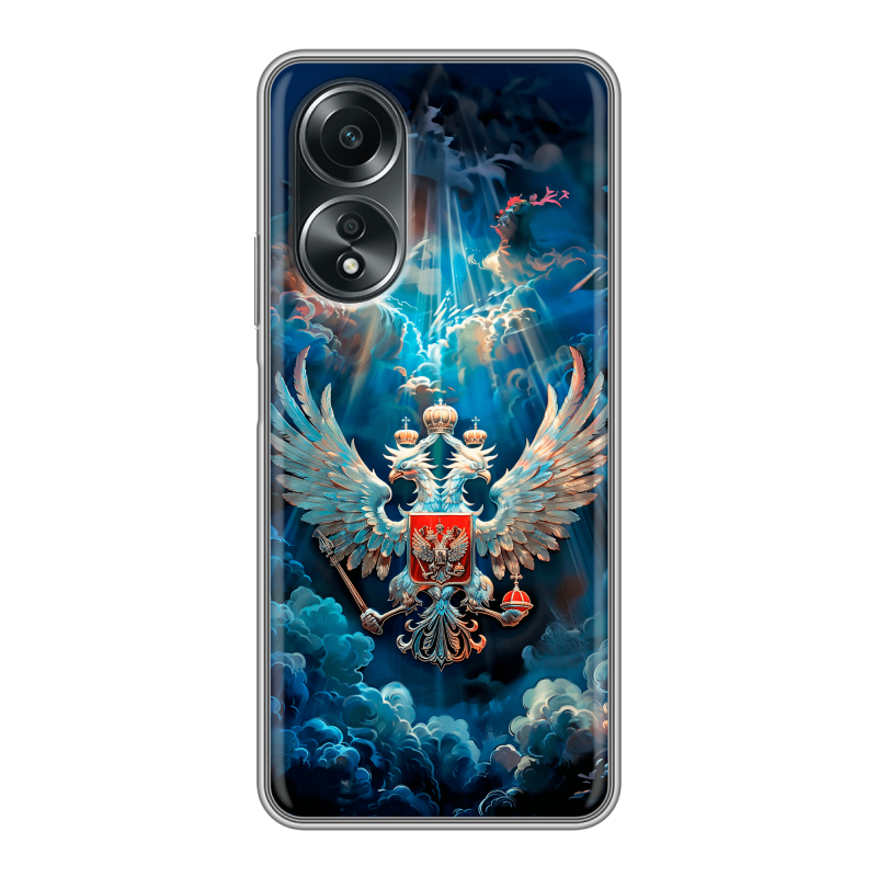 Силиконовый чехол на OPPO A58 4G с принтом Герб флаг России Силиконовый чехол на OPPO A58 4G с принтом Герб флаг России