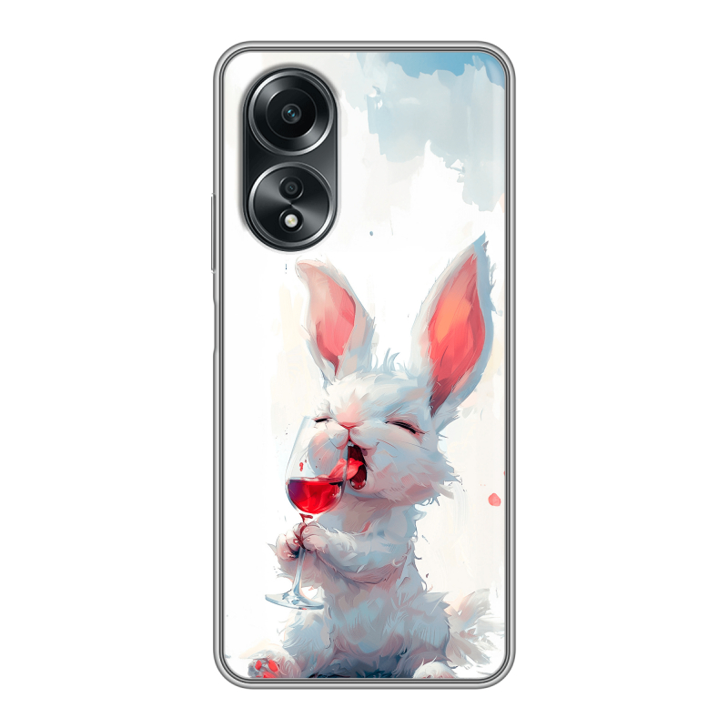 Силиконовый чехол на OPPO A58 4G с принтом кролик зайчик Силиконовый чехол на OPPO A58 4G с принтом кролик зайчик